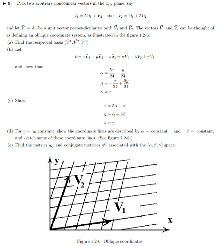 Solved 9 Pick Two Arbitrary Noncolinear Vectors In The 2 Chegg Com