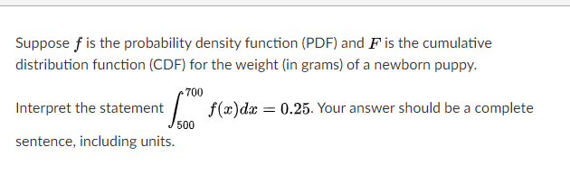 Solved Suppose f is the probability density function (PDF) | Chegg.com