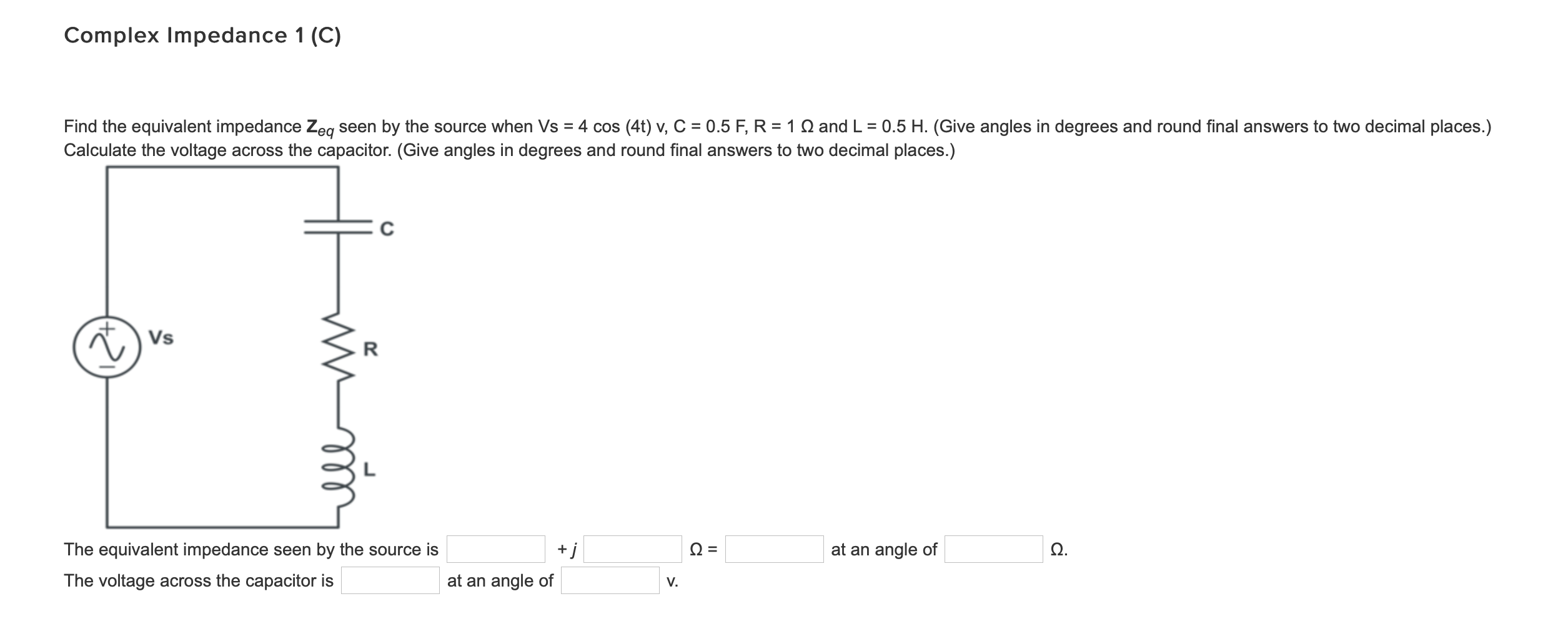 Solved Complex Impedance 1 C Find The Equivalent Impeda Chegg Com