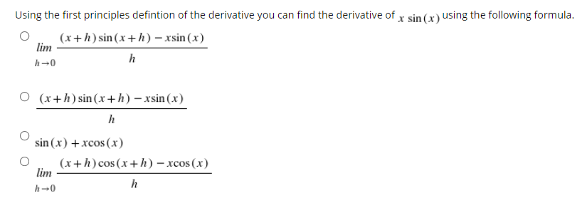 derivative of sin x first principles