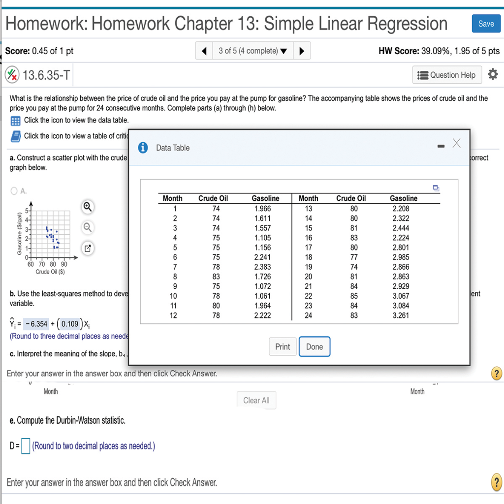 linear regression homework answers