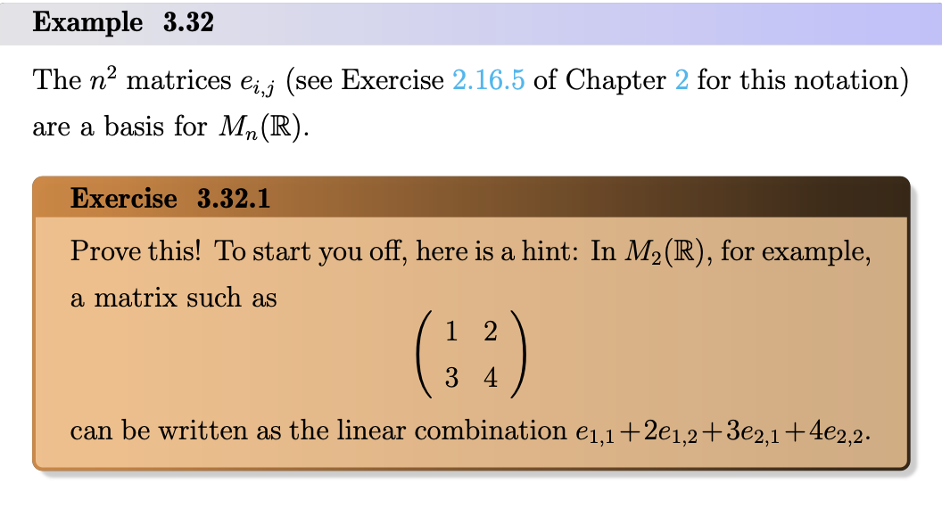 Solved Example 3.32 The nmatrices ei,j (see Exercise 2.16.5 | Chegg.com