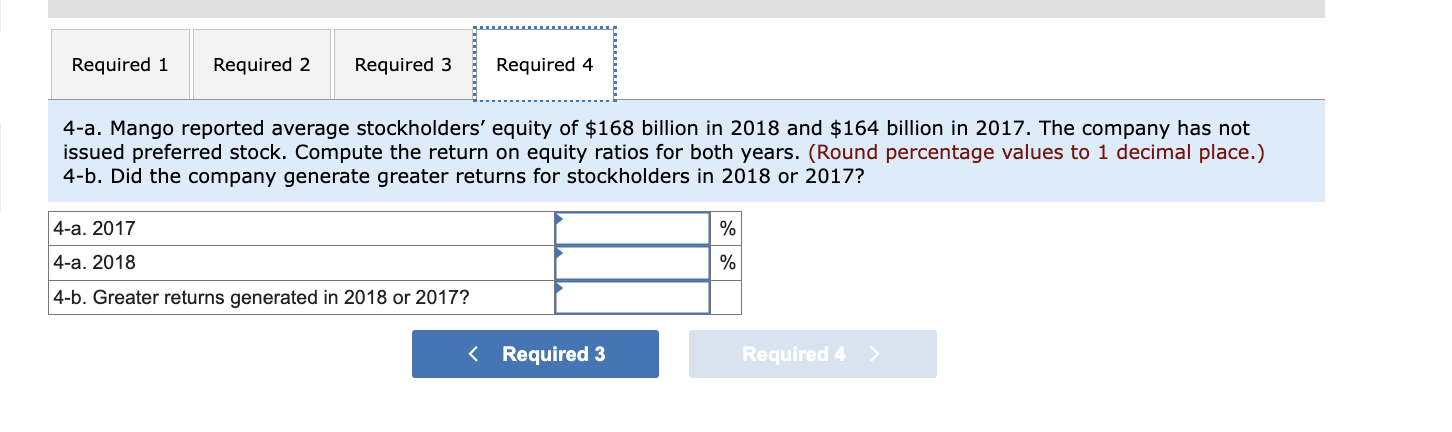Solved 4-a. Mango reported average stockholders' equity of | Chegg.com