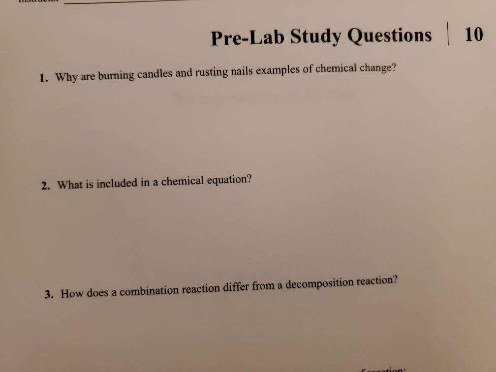 Solved Pre Lab Study Questions 10 1. Why are burning Chegg