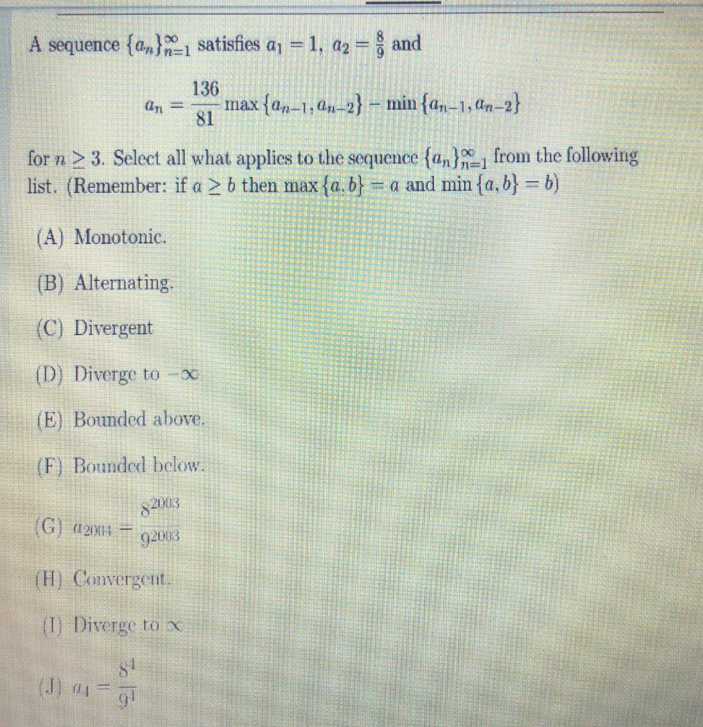 Solved A Sequence Am N 1 Satisfies A1 1 Az 5 And 13 Chegg Com