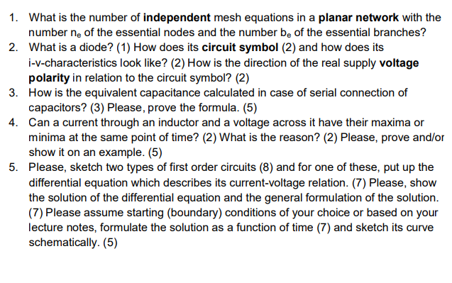 Solved 1. What is the number of independent mesh equations | Chegg.com