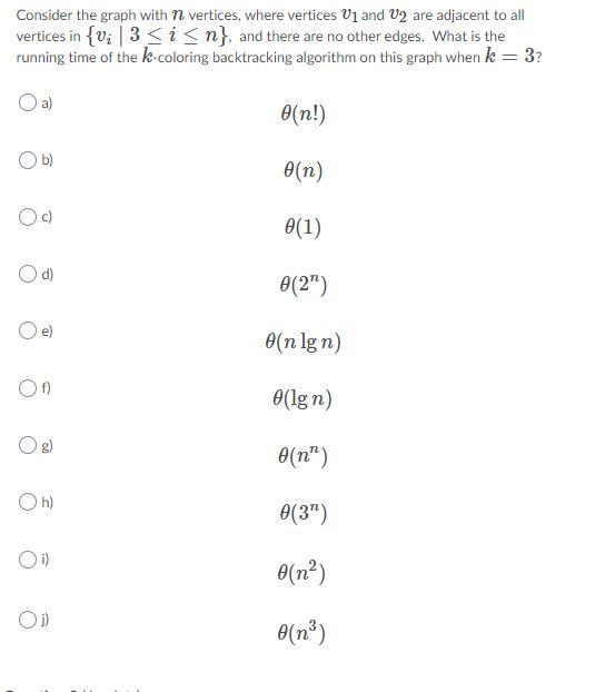 Solved Consider the graph with n vertices, where vertices V1 | Chegg.com