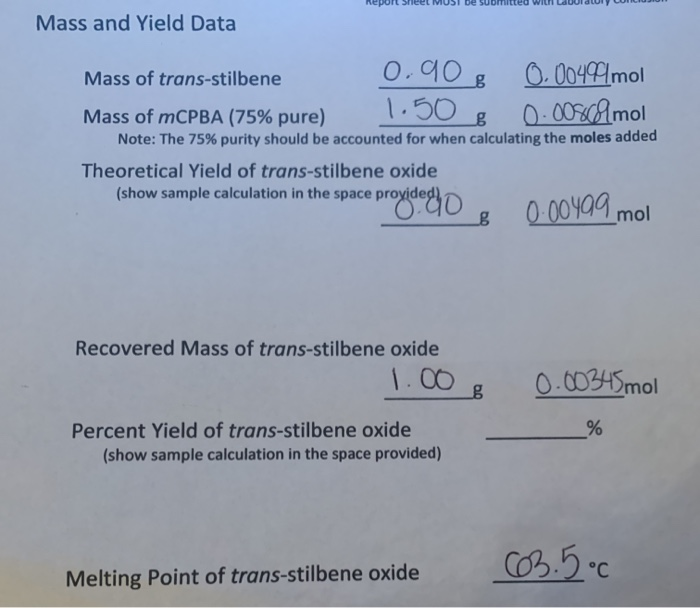 trans stilbene melting point