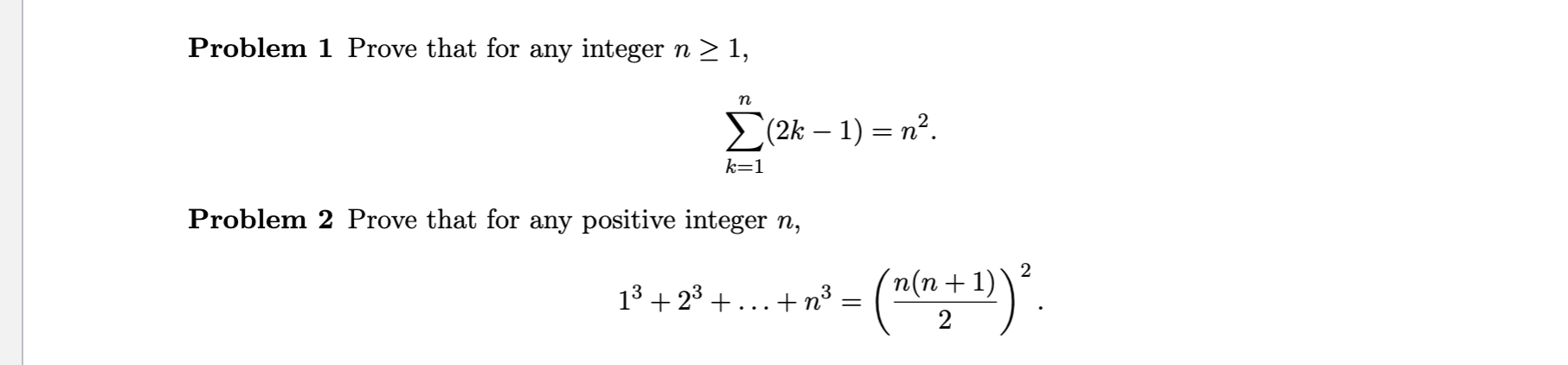 Solved Problem 1 Prove that for any integer n≥1, | Chegg.com