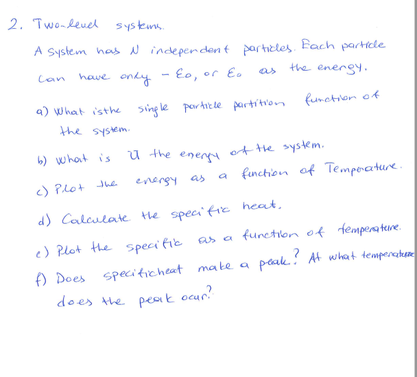 Solved 2. Two-level systems. the energy. A system has n | Chegg.com