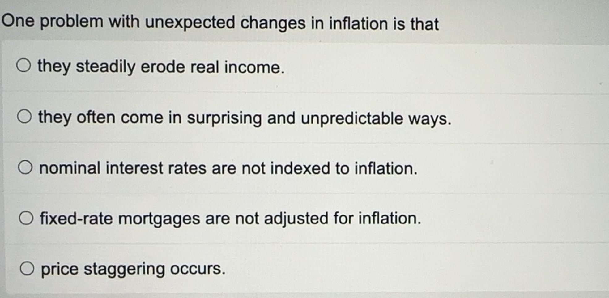 Solved One Problem With Unexpected Changes In Inflation Is | Chegg.com