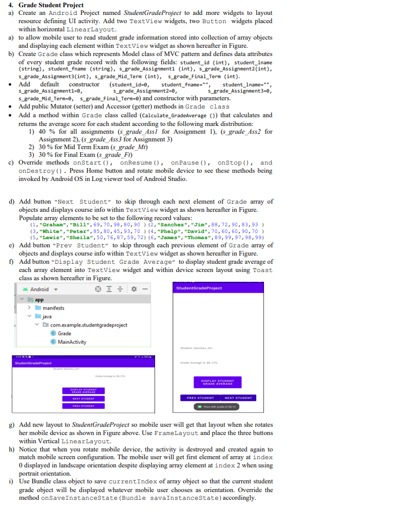 Solved Pl​​​​​​​ease use java and android studio to complete 