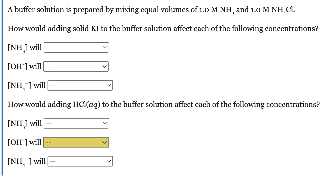 Solved A buffer solution is prepared by mixing equal volumes | Chegg.com