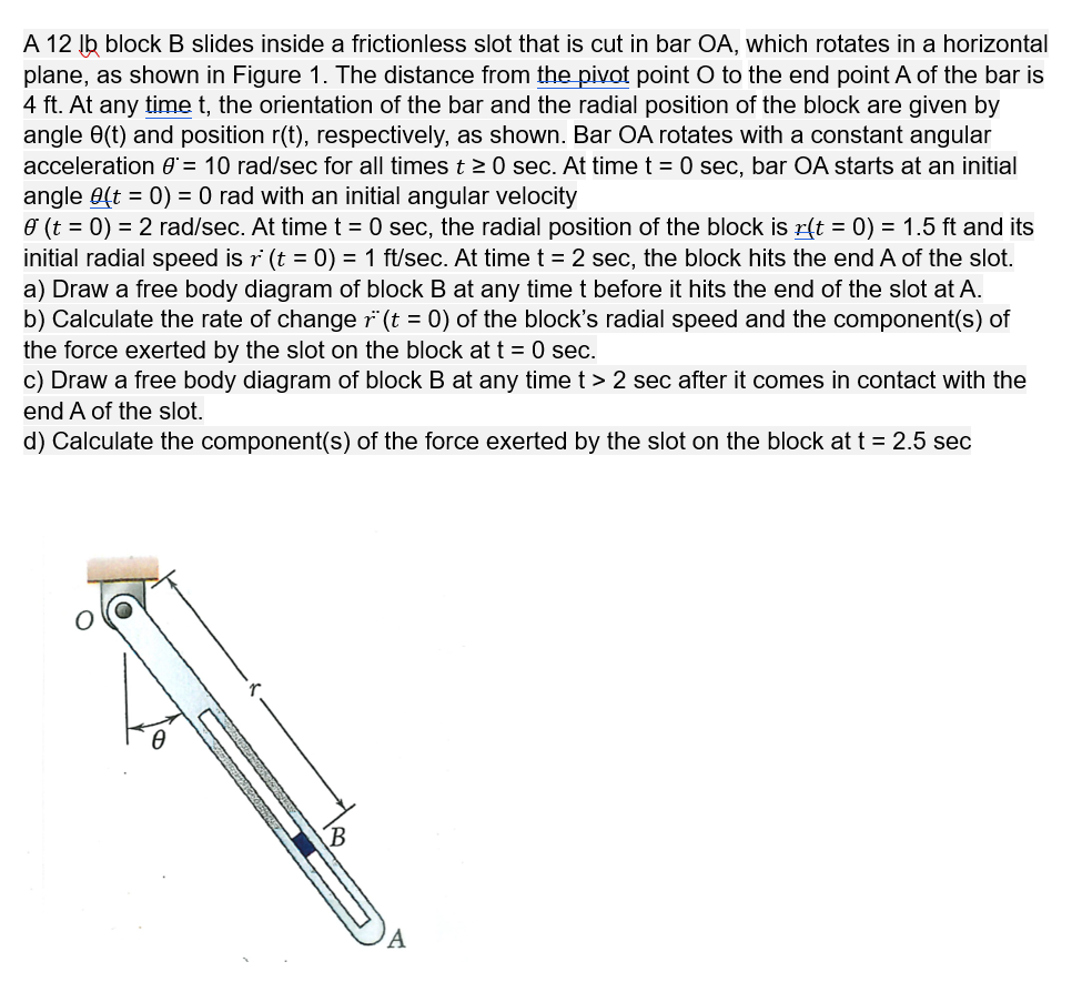 Solved A 12 Lb Block B Slides Inside A Frictionless Slot | Chegg.com