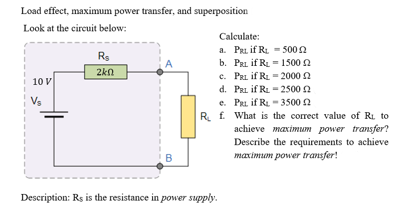 Solved Load effect, maximum power transfer, and | Chegg.com