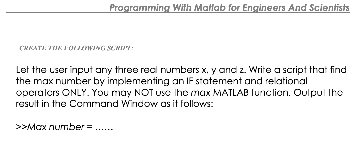 Solved Programming With Matlab for Engineers And Scientists | Chegg.com