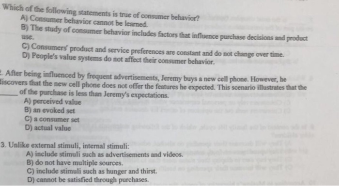 Solved Which of the following statements is true of consumer | Chegg.com