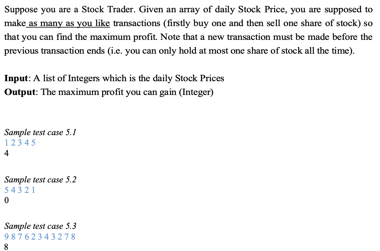 Solved Suppose you are a Stock Trader. Given an array of | Chegg.com