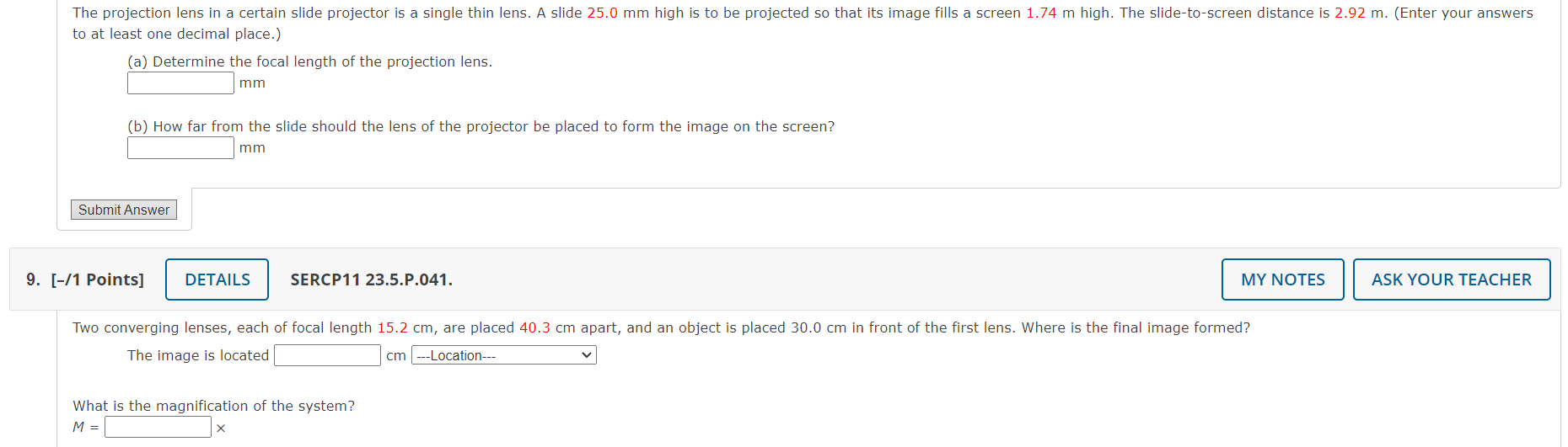 solved-the-projection-lens-in-a-certain-slide-projector-is-a-chegg