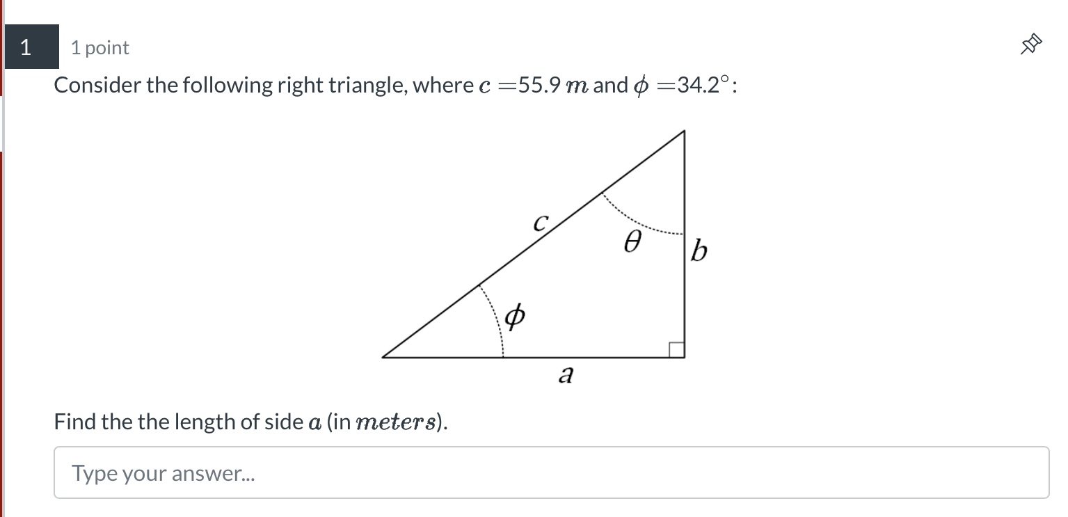 Solved Consider the following right triangle, where c=55.9 m | Chegg.com