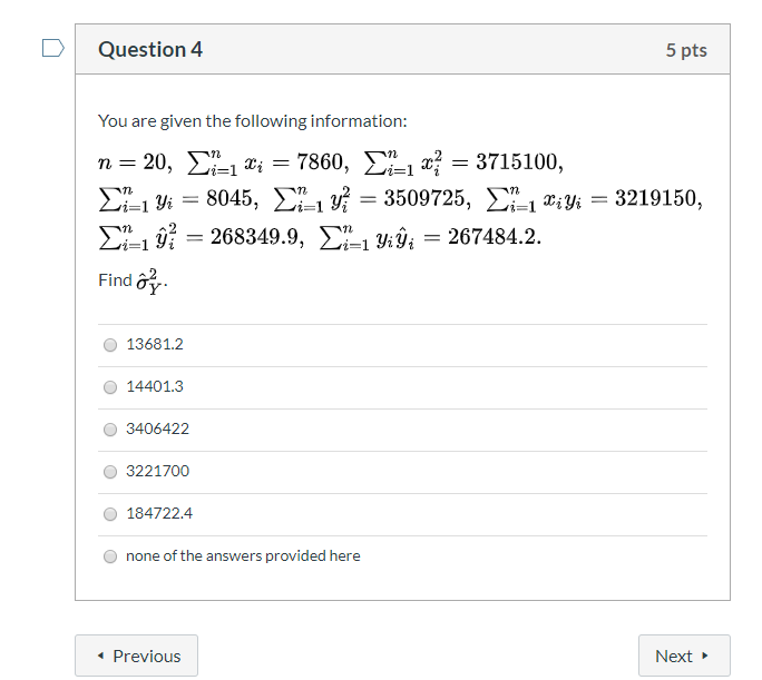 Solved Question 4 5 pts 5 pts You are given the following | Chegg.com