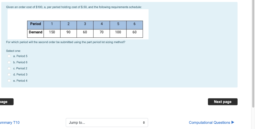 Solved Given an order cost of $100, a, per period holding | Chegg.com