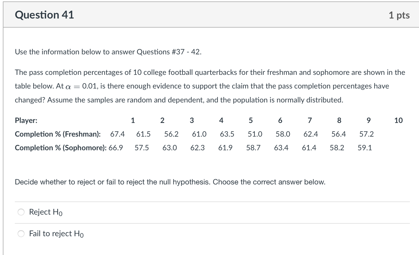 Solved Question 37 1 pts Use the information below to answer | Chegg.com