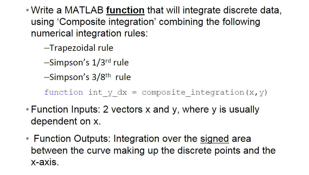 Write a MATLAB function that will integrate | Chegg.com