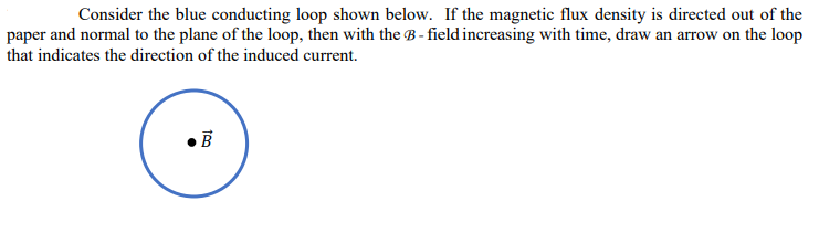 Solved Consider the blue conducting loop shown below. If the | Chegg.com