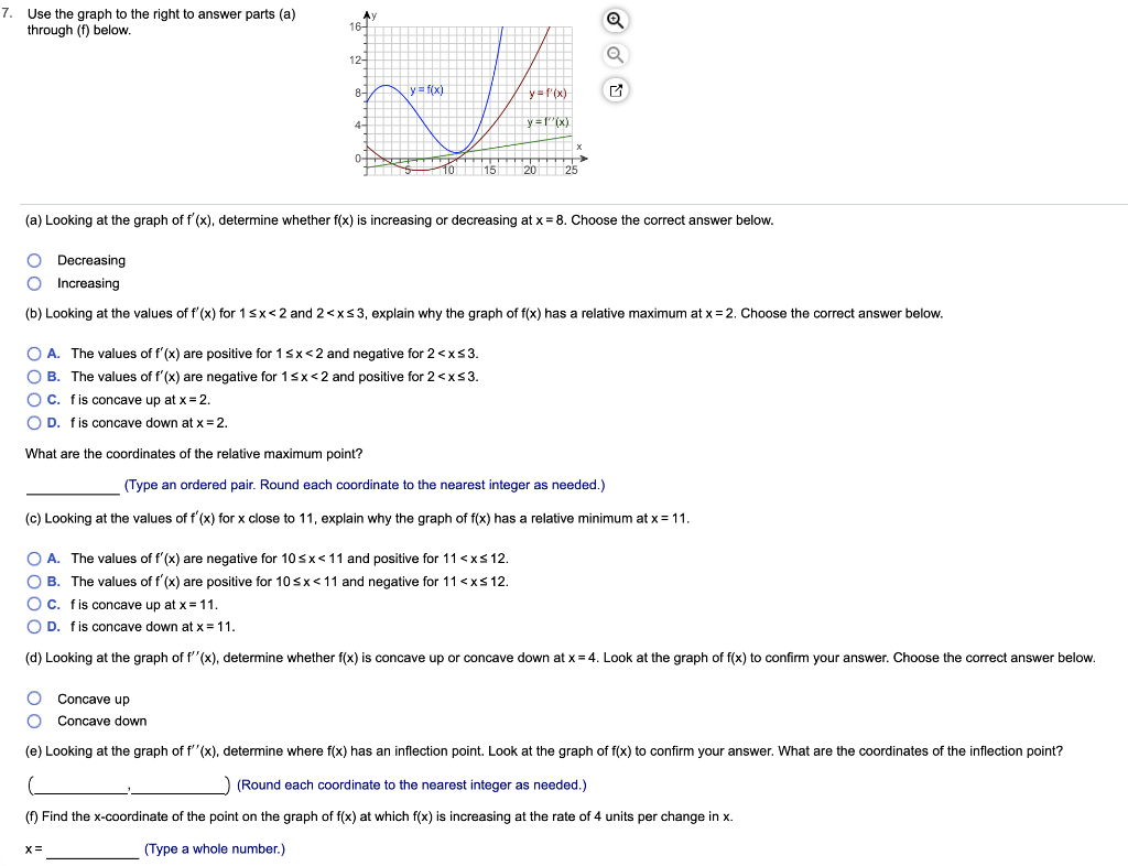 Solved 7. Use the graph to the right to answer parts (a) | Chegg.com