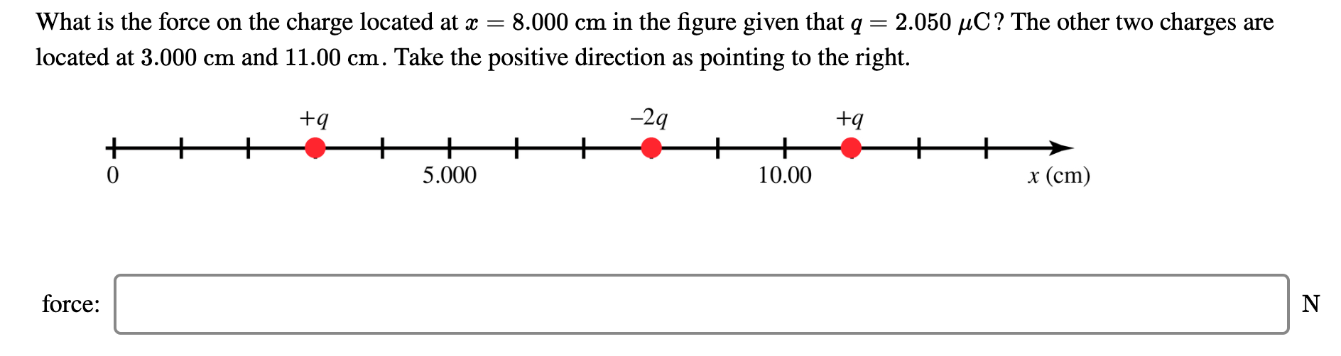Solved What is the force on the charge located at x = 8.000 | Chegg.com