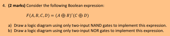 Solved 4. (2 marks) Consider the following Boolean | Chegg.com