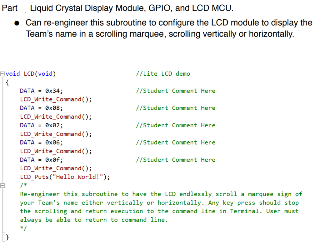 Part Liquid Crystal Display Module, GPIO, and LCD | Chegg.com