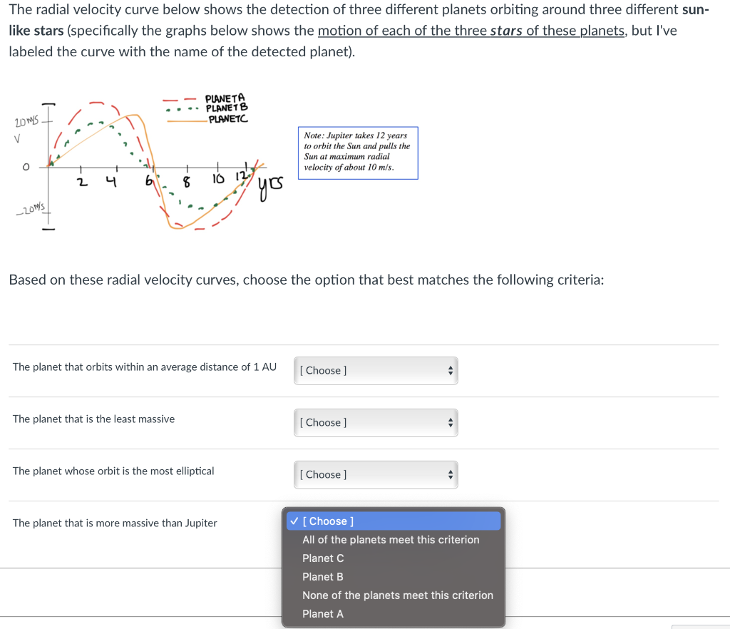 Solved The radial velocity curve below shows the detection | Chegg.com