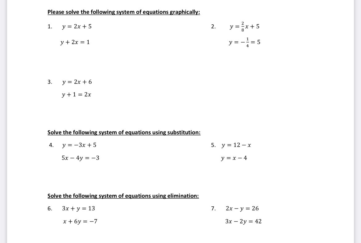 Solved Please solve the following system of equations | Chegg.com