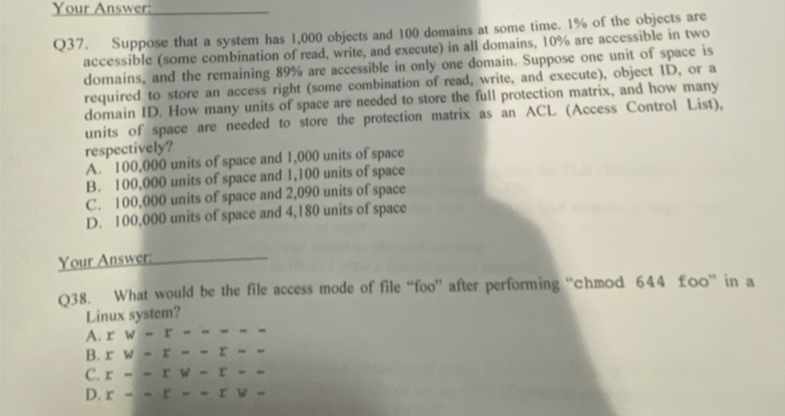 Solved Your Answer 037 Suppose That A System Has 1 000