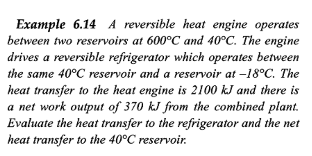 Solved Example 6.14 A Reversible Heat Engine Operates | Chegg.com