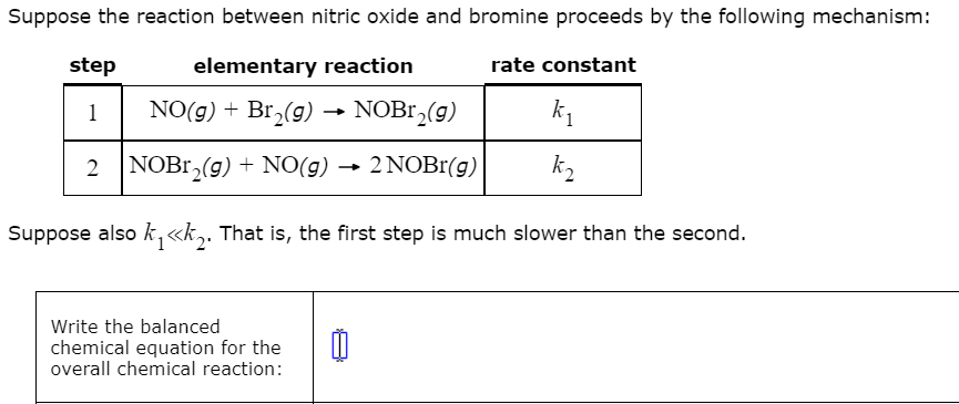 Solved Suppose the reaction between nitric oxide and bromine | Chegg.com