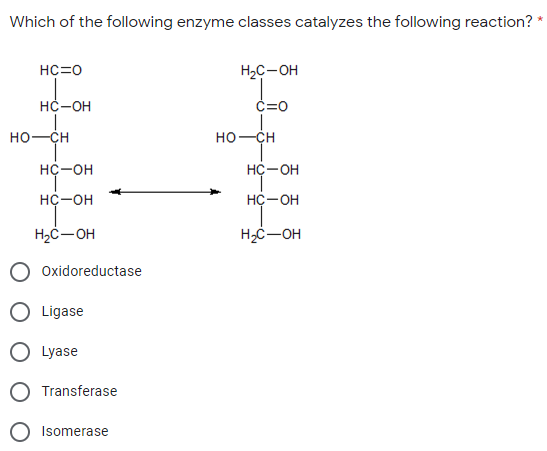 Solved Which of the following enzyme classes catalyzes the | Chegg.com