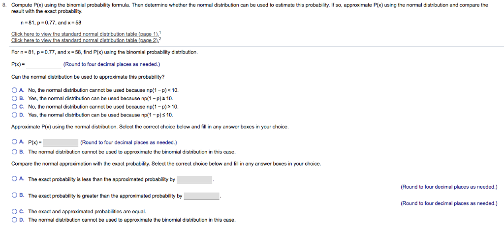 Solved 8. Compute P(x) using the binomial probability | Chegg.com