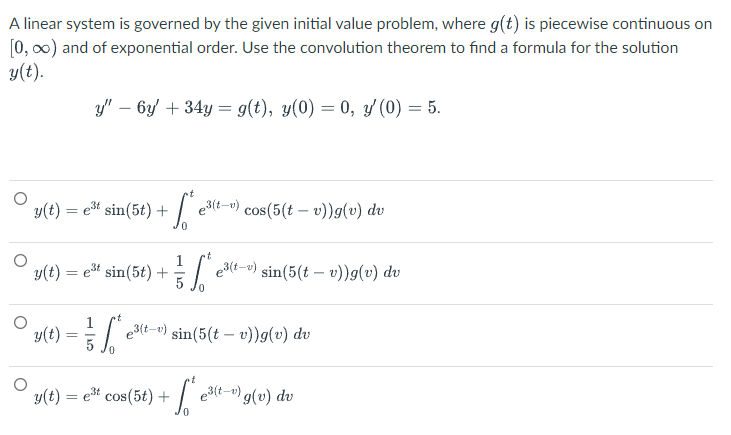 Solved A linear system is governed by the given initial | Chegg.com