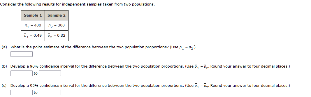 Solved Consider the following results for independent | Chegg.com