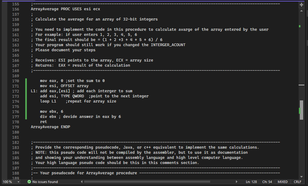 Solved Calculate the average for an array of 32-bit integers | Chegg.com
