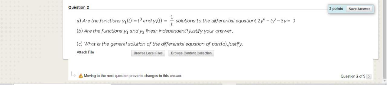 Solved Question 2 3 points Save Answer a) Are the functions | Chegg.com