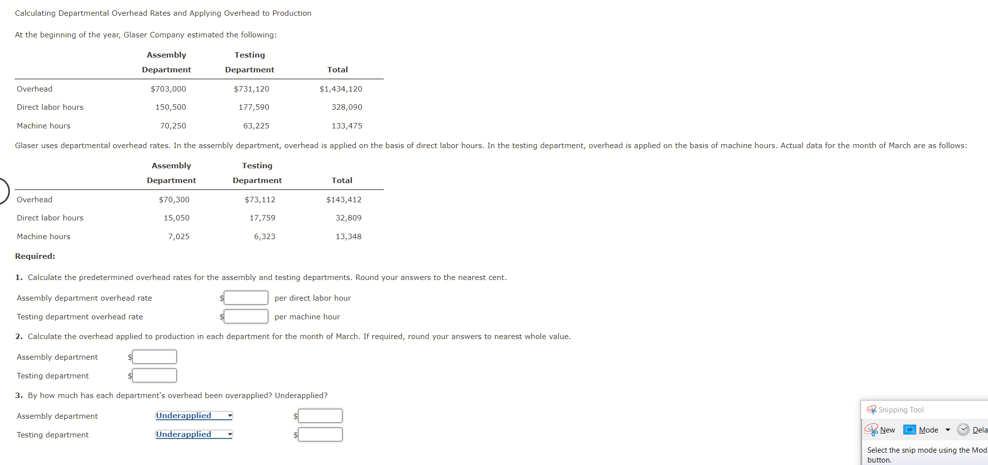 Solved Calculating Departmental Overhead Rates and Applying