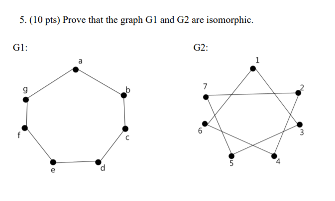 Solved 5 10 Pts Prove That The Graph G1 And G2 Are