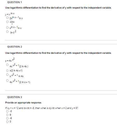 Solved Question 1 Use Logarithmic Differentiation To Find 