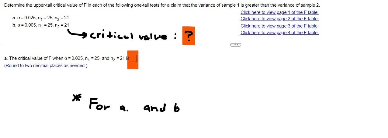 Determine the upper-tail critical value of \( \mathrm{F} \) in each of the following one-tail tests for a claim that the vari