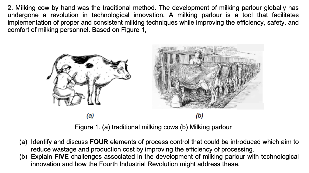 Solved 2. Milking cow by hand was the traditional method.