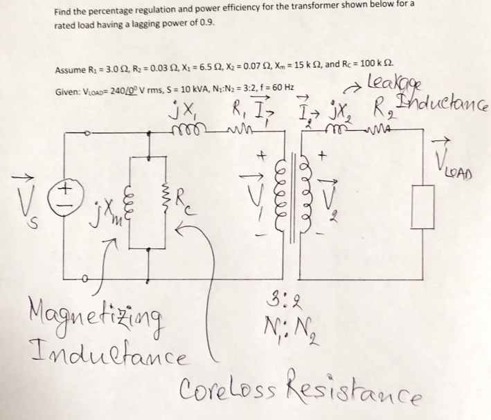 Solved Find the percentage regulation and power efficiency | Chegg.com